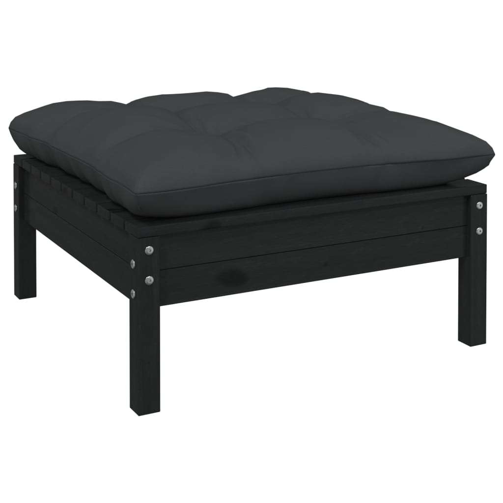 10-tlg. Garten-Lounge-Set mit Kissen Schwarz Massivholz Kiefer - kalb-Living.de