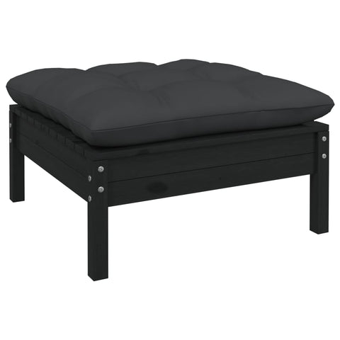 10-tlg. Garten-Lounge-Set mit Kissen Schwarz Massivholz Kiefer - kalb-Living.de