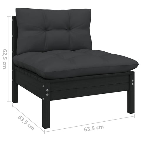 10-tlg. Garten-Lounge-Set mit Kissen Schwarz Massivholz Kiefer - kalb-Living.de