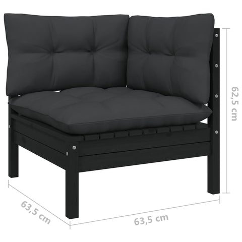 10-tlg. Garten-Lounge-Set mit Kissen Schwarz Massivholz Kiefer - kalb-Living.de