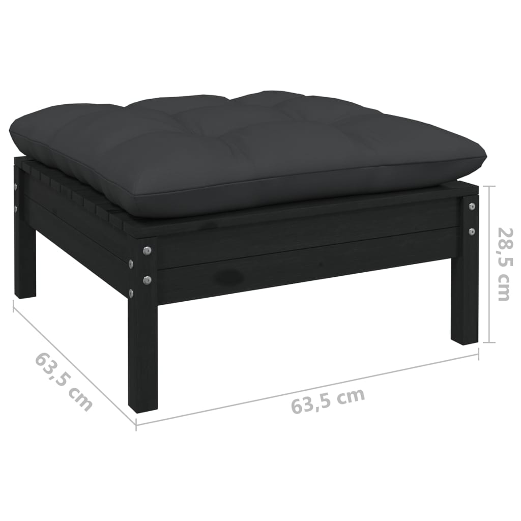 10-tlg. Garten-Lounge-Set mit Kissen Schwarz Massivholz Kiefer - kalb-Living.de