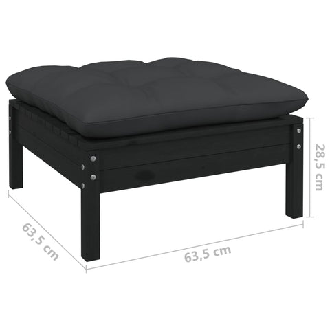 10-tlg. Garten-Lounge-Set mit Kissen Schwarz Massivholz Kiefer - kalb-Living.de
