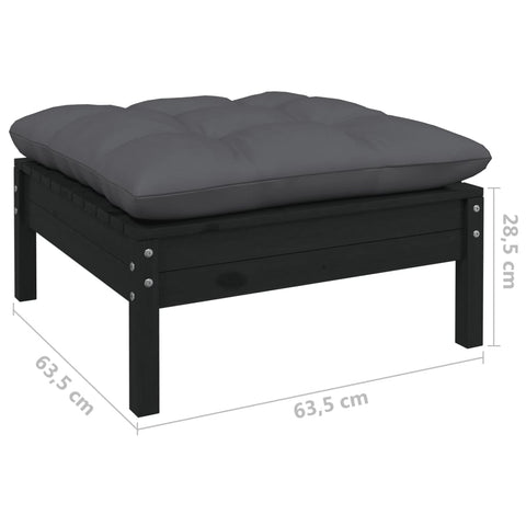 10-tlg. Garten-Lounge-Set mit Kissen Schwarz Massivholz Kiefer - kalb-Living.de