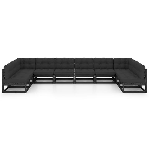 10-tlg. Garten-Lounge-Set mit Kissen Schwarz Massivholz Kiefer - kalb-Living.de