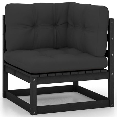 10-tlg. Garten-Lounge-Set mit Kissen Schwarz Massivholz Kiefer - kalb-Living.de