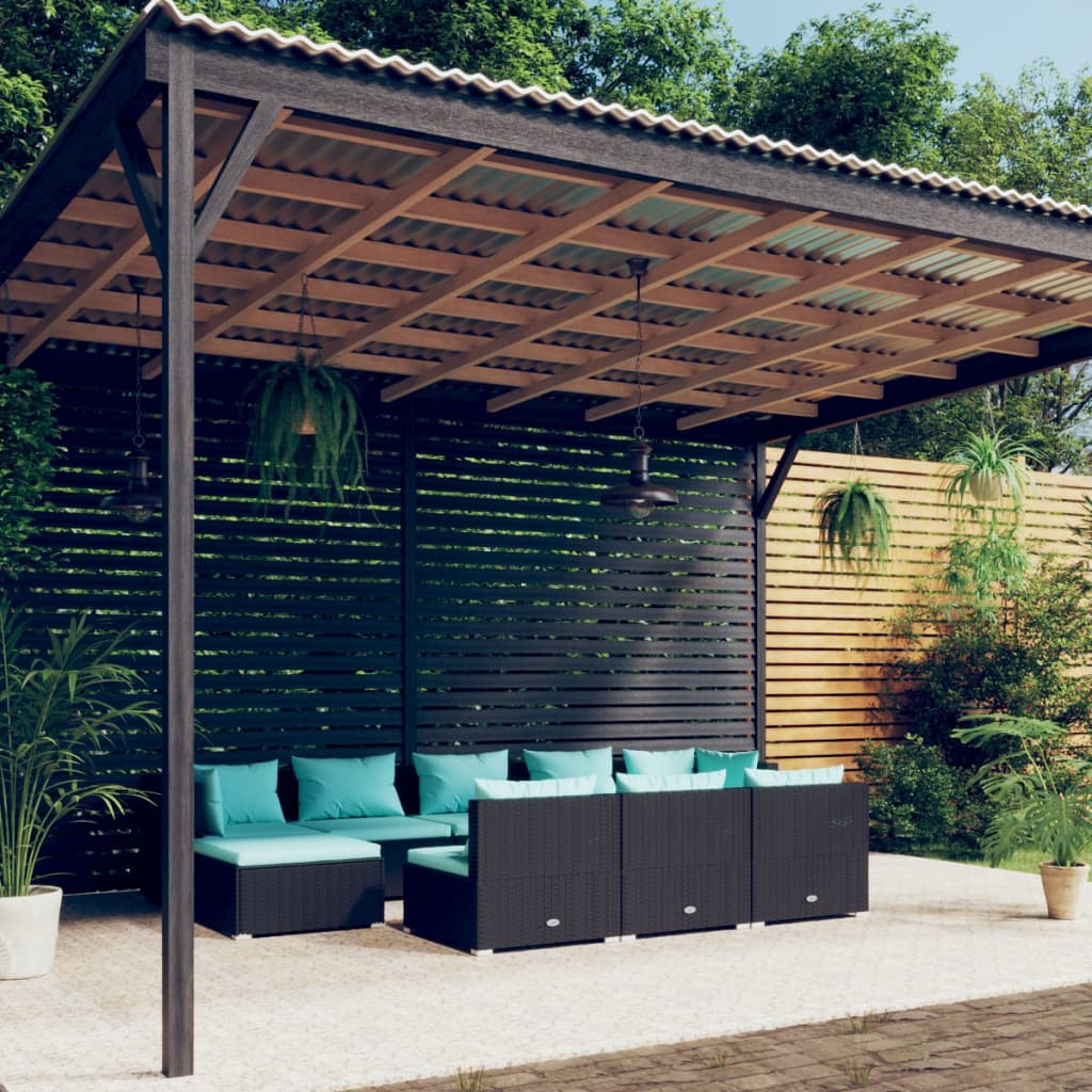 10-tlg. Garten-Lounge-Set mit Kissen Schwarz Poly Rattan - kalb-Living.de