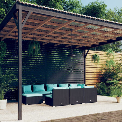 10-tlg. Garten-Lounge-Set mit Kissen Schwarz Poly Rattan - kalb-Living.de