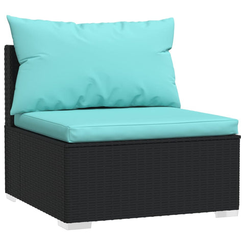 10-tlg. Garten-Lounge-Set mit Kissen Schwarz Poly Rattan - kalb-Living.de
