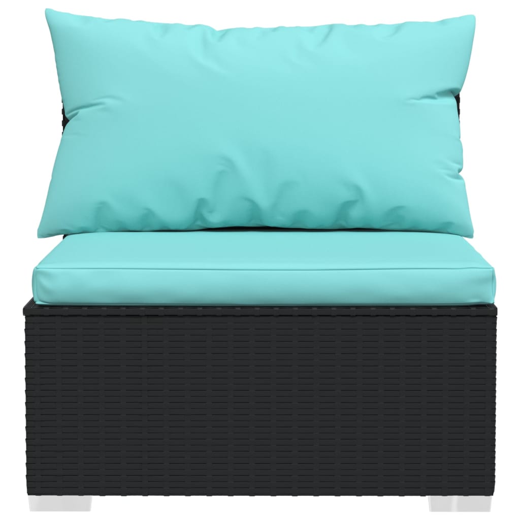 10-tlg. Garten-Lounge-Set mit Kissen Schwarz Poly Rattan - kalb-Living.de