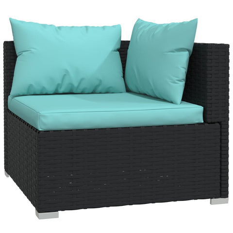 10-tlg. Garten-Lounge-Set mit Kissen Schwarz Poly Rattan - kalb-Living.de