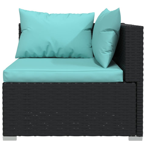 10-tlg. Garten-Lounge-Set mit Kissen Schwarz Poly Rattan - kalb-Living.de