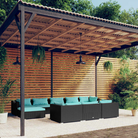 10-tlg. Garten-Lounge-Set mit Kissen Schwarz Poly Rattan - kalb-Living.de