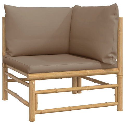 10-tlg. Garten-Lounge-Set mit Kissen Taupe Bambus - kalb-Living.de
