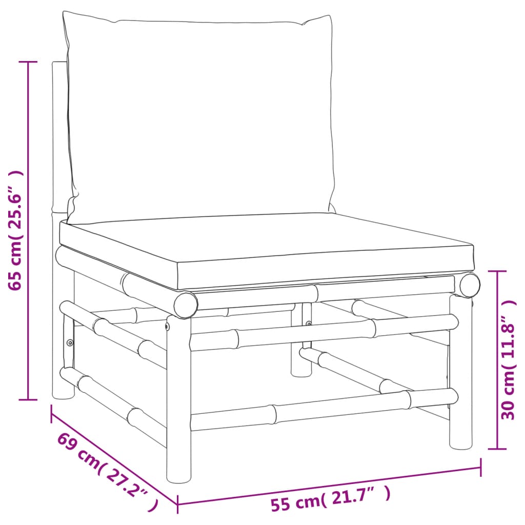 10-tlg. Garten-Lounge-Set mit Kissen Taupe Bambus - kalb-Living.de