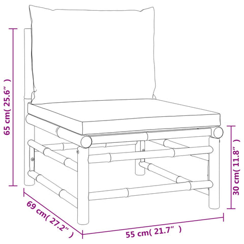 10-tlg. Garten-Lounge-Set mit Kissen Taupe Bambus - kalb-Living.de