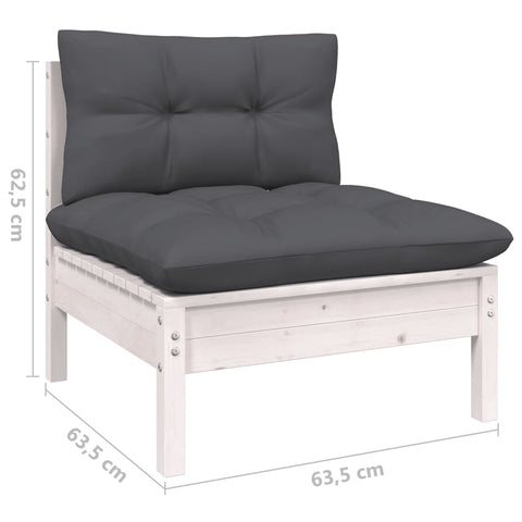 10-tlg. Garten-Lounge-Set mit Kissen Weiß Kiefer Massivholz - kalb-Living.de