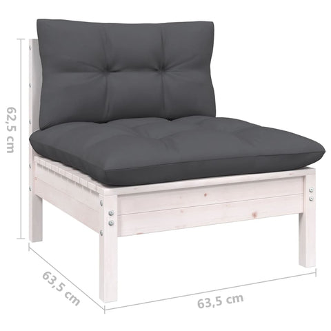 10-tlg. Garten-Lounge-Set mit Kissen Weiß Kiefer Massivholz - kalb-Living.de