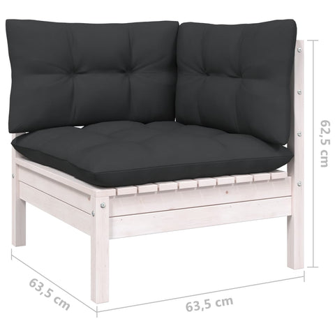 10-tlg. Garten-Lounge-Set mit Kissen Weiß Kiefer Massivholz - kalb-Living.de