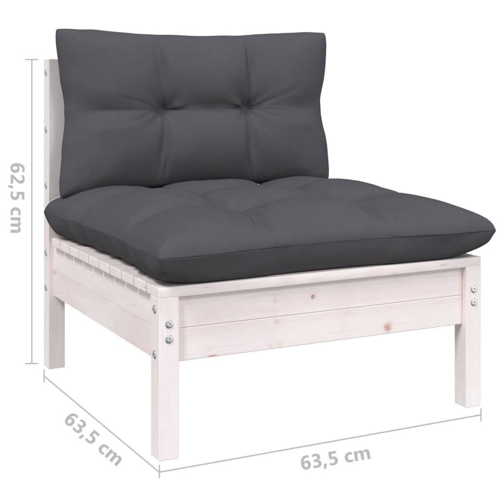 10-tlg. Garten-Lounge-Set mit Kissen Weiß Kiefer Massivholz - kalb-Living.de