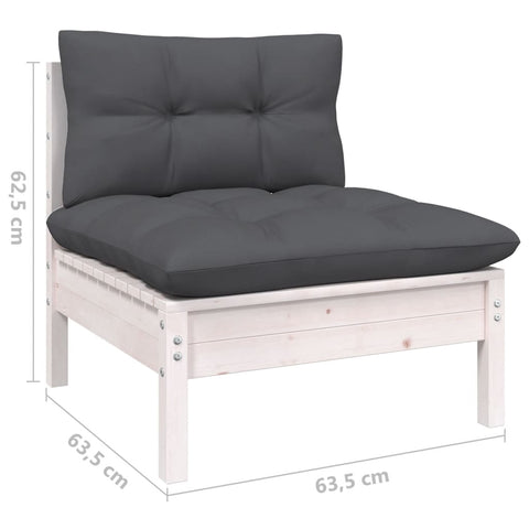 10-tlg. Garten-Lounge-Set mit Kissen Weiß Kiefer Massivholz - kalb-Living.de