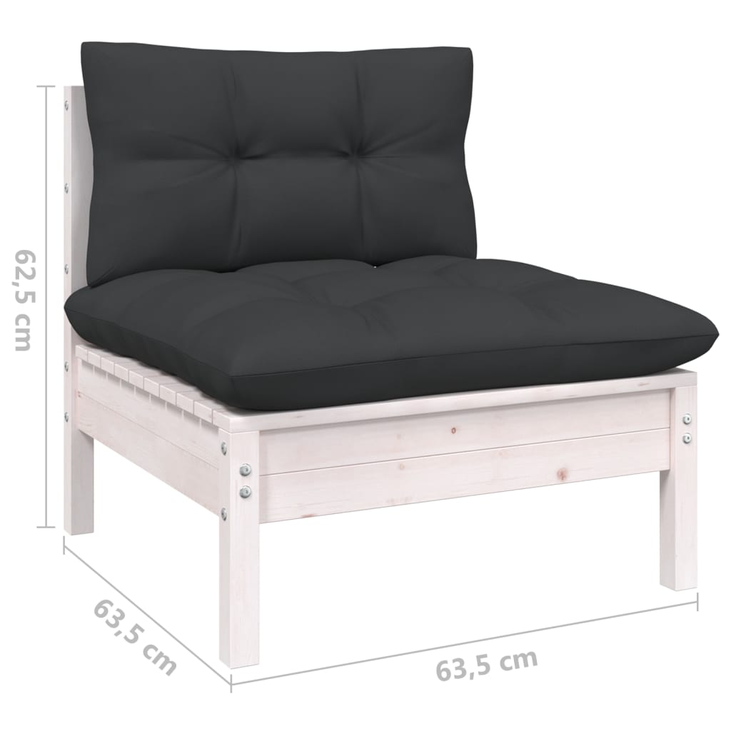 10-tlg. Garten-Lounge-Set mit Kissen Weiß Kiefer Massivholz - kalb-Living.de