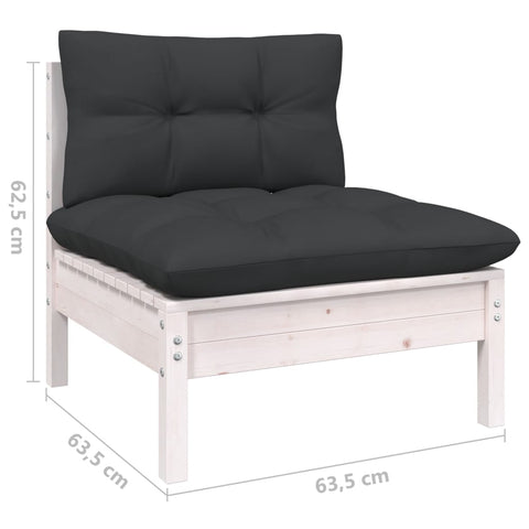 10-tlg. Garten-Lounge-Set mit Kissen Weiß Kiefer Massivholz - kalb-Living.de