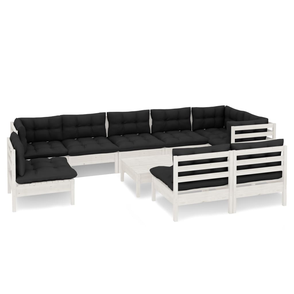 10-tlg. Garten-Lounge-Set mit Kissen Weiß Kiefer Massivholz - kalb-Living.de