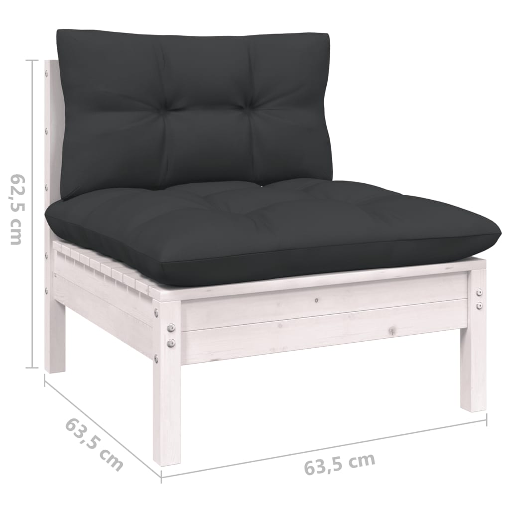 10-tlg. Garten-Lounge-Set mit Kissen Weiß Kiefer Massivholz - kalb-Living.de