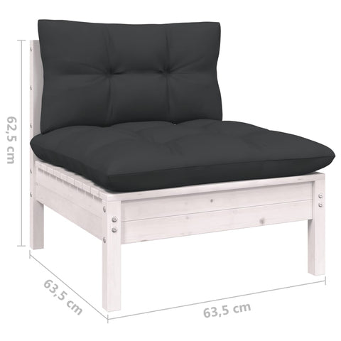 10-tlg. Garten-Lounge-Set mit Kissen Weiß Kiefer Massivholz - kalb-Living.de
