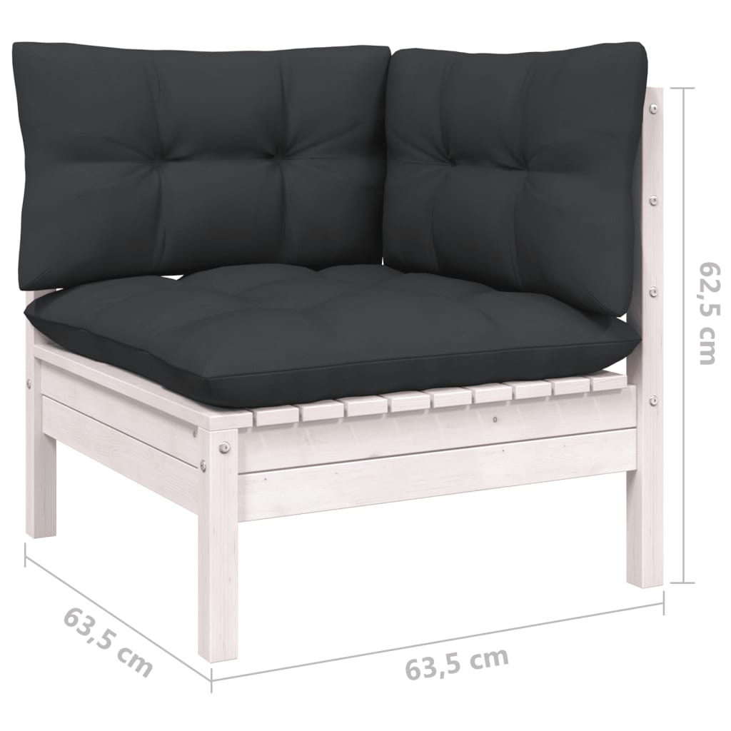 10-tlg. Garten-Lounge-Set mit Kissen Weiß Kiefer Massivholz - kalb-Living.de