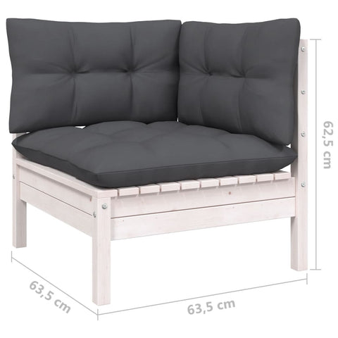 10-tlg. Garten-Lounge-Set mit Kissen Weiß Kiefer Massivholz - kalb-Living.de