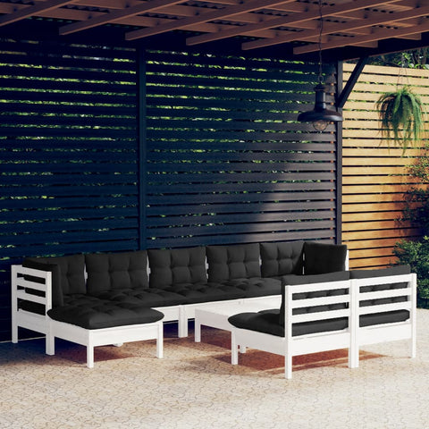10-tlg. Garten-Lounge-Set mit Kissen Weiß Kiefernholz - kalb-Living.de