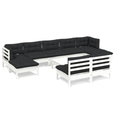 10-tlg. Garten-Lounge-Set mit Kissen Weiß Kiefernholz - kalb-Living.de