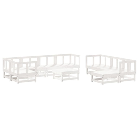 10-tlg. Garten-Lounge-Set mit Kissen Weiß Massivholz - kalb-Living.de