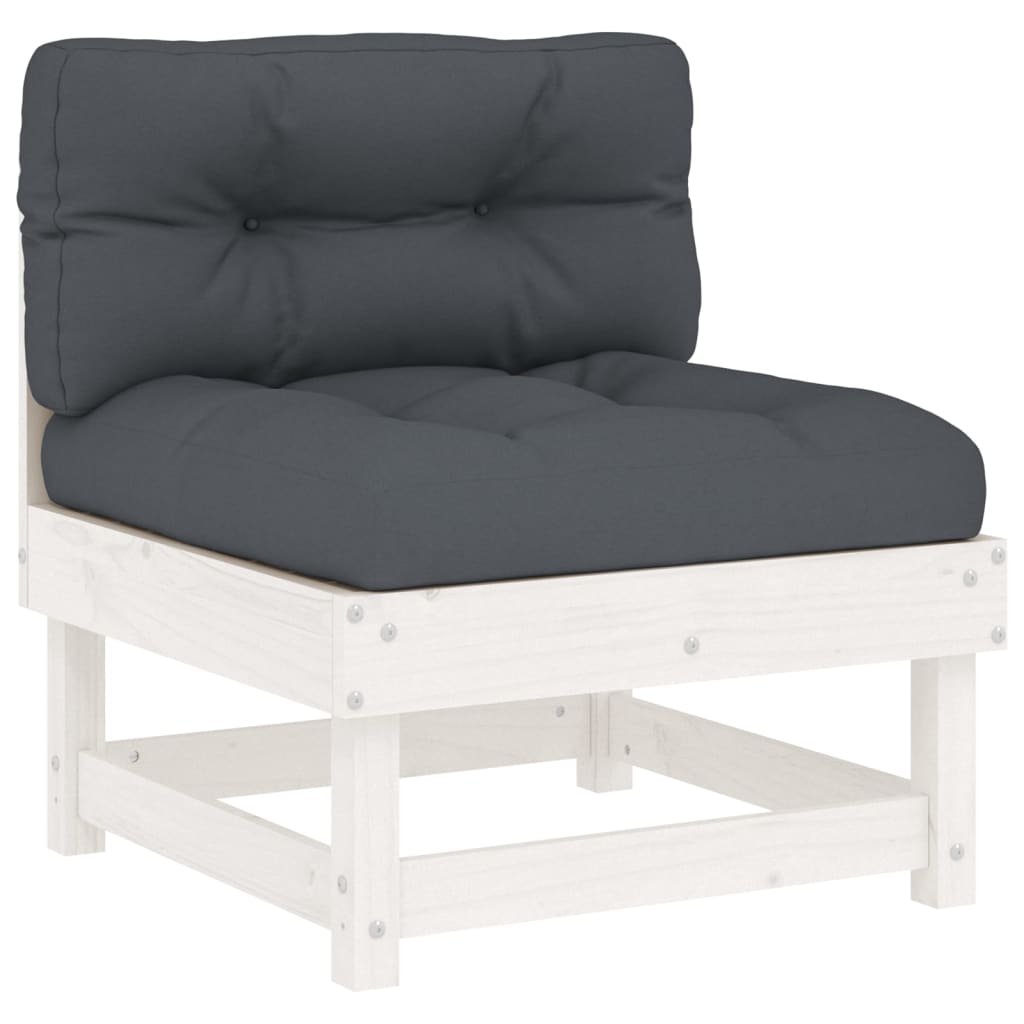 10-tlg. Garten-Lounge-Set mit Kissen Weiß Massivholz - kalb-Living.de