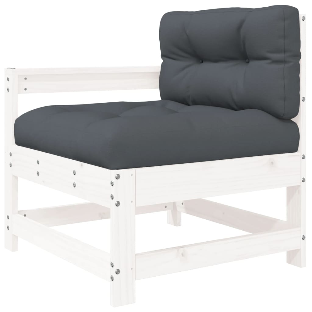 10-tlg. Garten-Lounge-Set mit Kissen Weiß Massivholz - kalb-Living.de