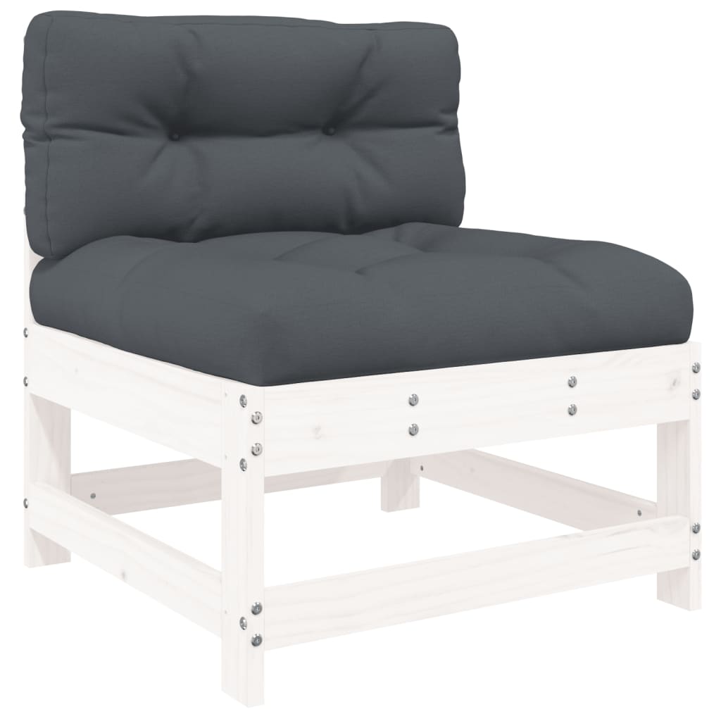 10-tlg. Garten-Lounge-Set mit Kissen Weiß Massivholz - kalb-Living.de