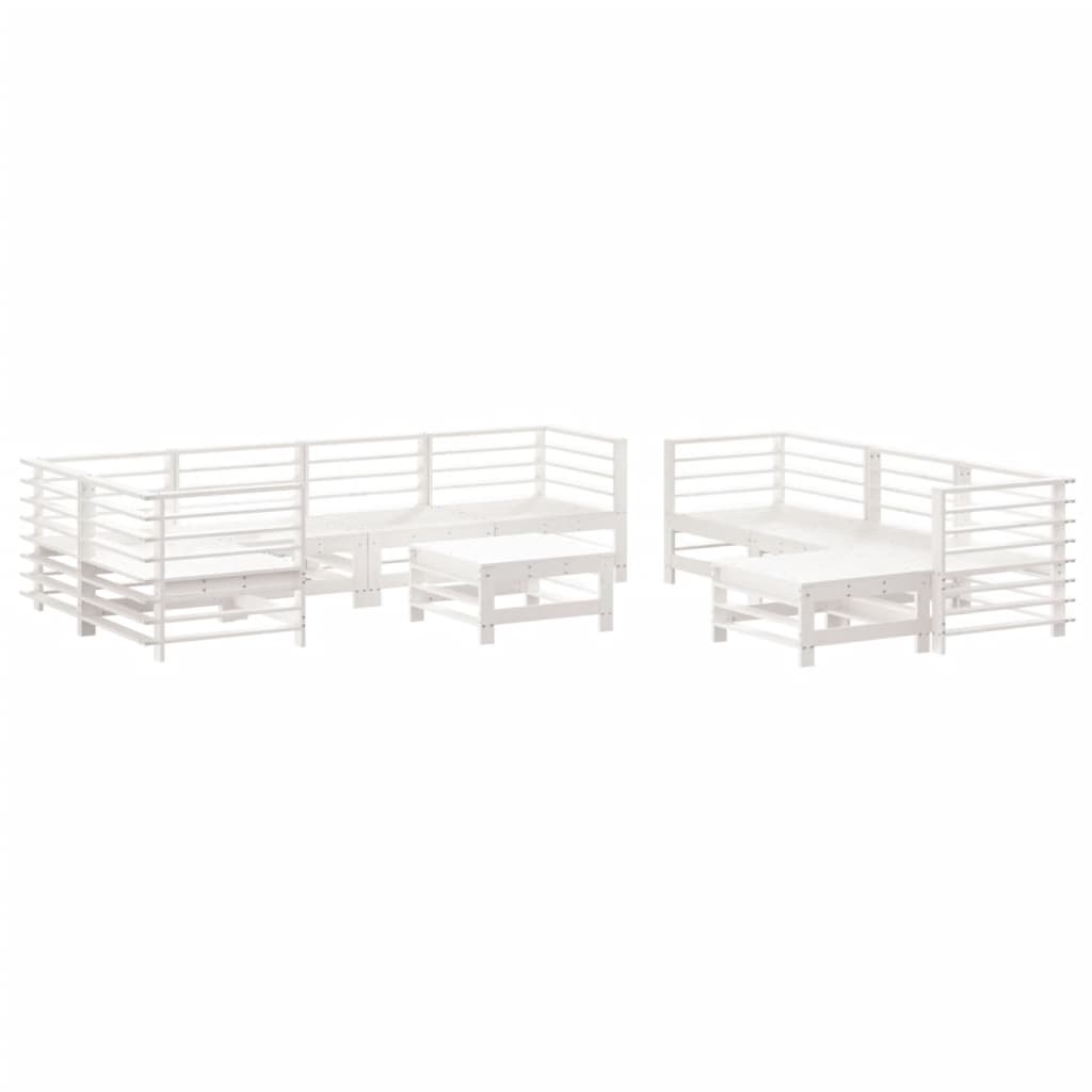 10-tlg. Garten-Lounge-Set mit Kissen Weiß Massivholz - kalb-Living.de