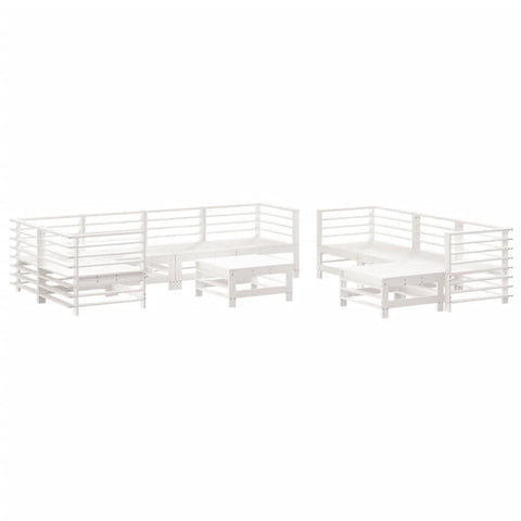 10-tlg. Garten-Lounge-Set mit Kissen Weiß Massivholz - kalb-Living.de