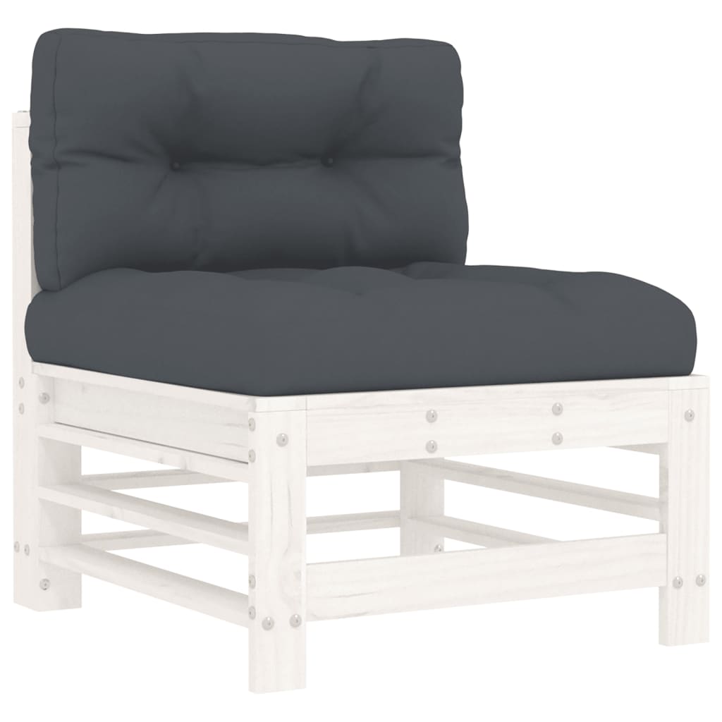 10-tlg. Garten-Lounge-Set mit Kissen Weiß Massivholz - kalb-Living.de