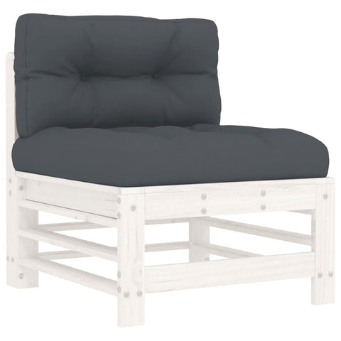 10-tlg. Garten-Lounge-Set mit Kissen Weiß Massivholz - kalb-Living.de