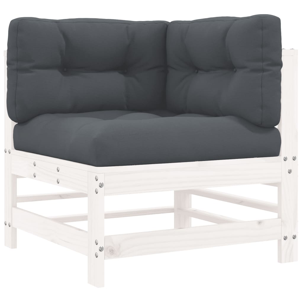 10-tlg. Garten-Lounge-Set mit Kissen Weiß Massivholz - kalb-Living.de