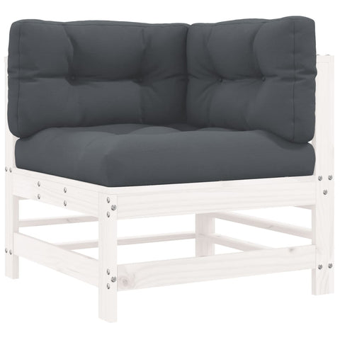 10-tlg. Garten-Lounge-Set mit Kissen Weiß Massivholz - kalb-Living.de