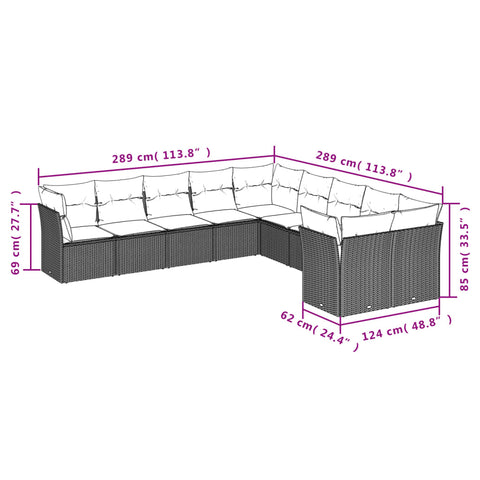 10-tlg. Garten-Sofagarnitur mit Kissen Beige Poly Rattan - kalb-Living.de