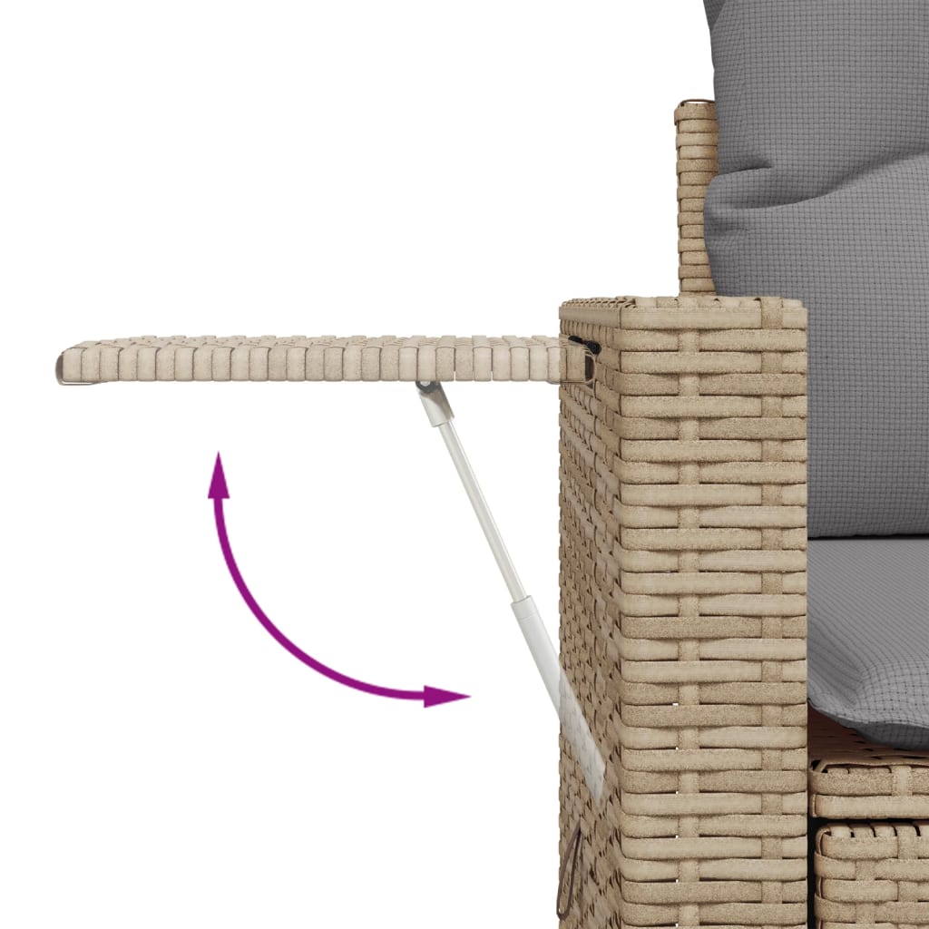10-tlg. Garten-Sofagarnitur mit Kissen Beige Poly Rattan - kalb-Living.de