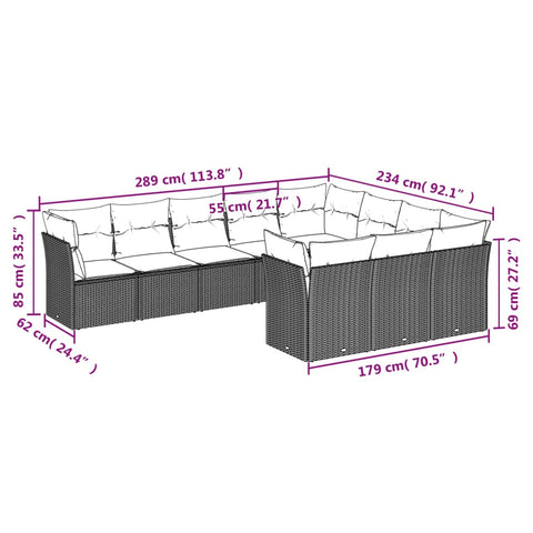 10-tlg. Garten-Sofagarnitur mit Kissen Beige Poly Rattan - kalb-Living.de