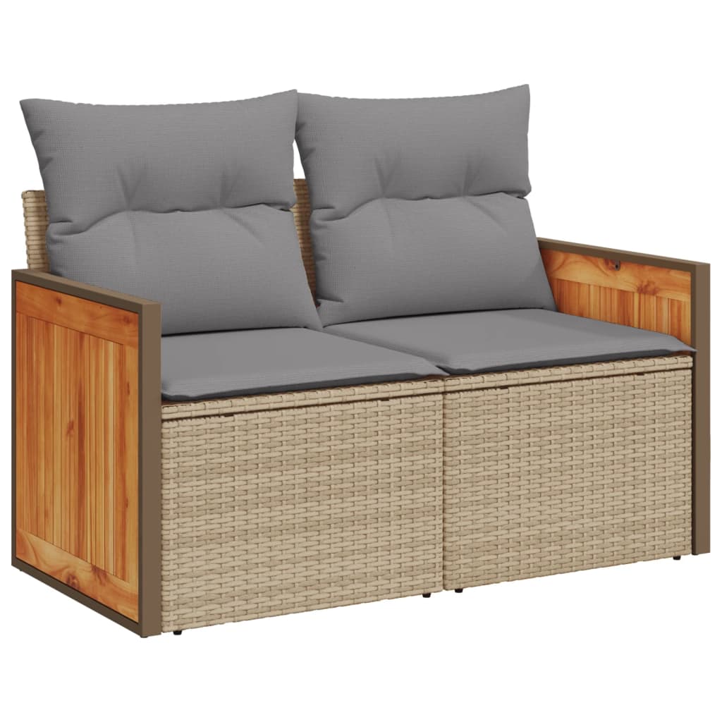 10-tlg. Garten-Sofagarnitur mit Kissen Beige Poly Rattan - kalb-Living.de