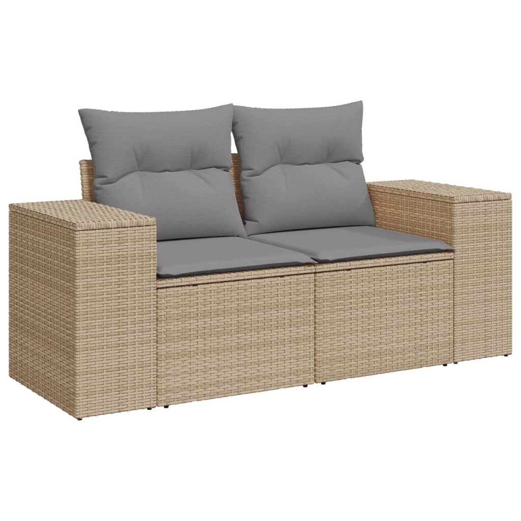 10-tlg. Garten-Sofagarnitur mit Kissen Beige Poly Rattan - kalb-Living.de
