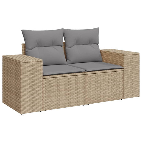 10-tlg. Garten-Sofagarnitur mit Kissen Beige Poly Rattan - kalb-Living.de