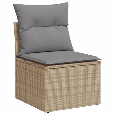 10-tlg. Garten-Sofagarnitur mit Kissen Beige Poly Rattan - kalb-Living.de
